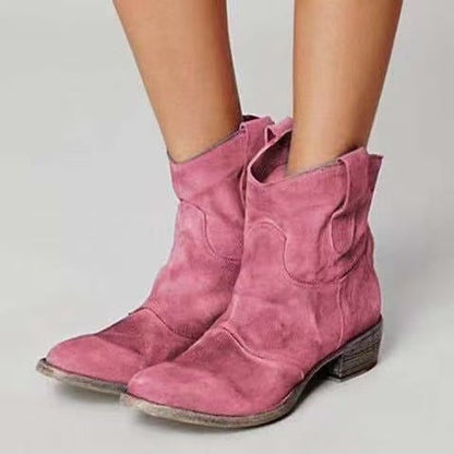 Carolina | Botins Cowboy de Camurça Mulher Cano Médio