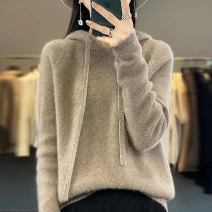 Carolina | Camisola de Malha com Capuz Mulher Lã Merino