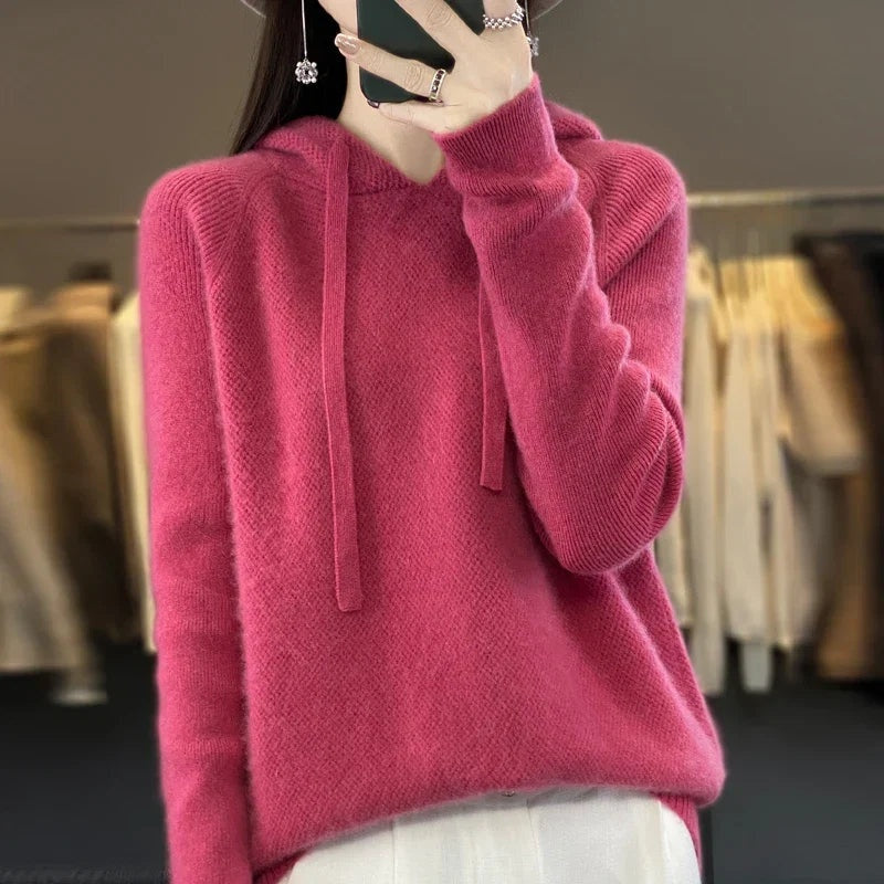 Carolina | Camisola de Malha com Capuz Mulher Lã Merino