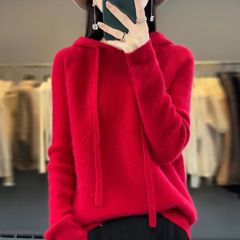 Carolina | Camisola de Malha com Capuz Mulher Lã Merino