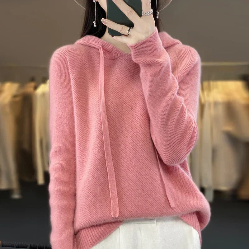 Carolina | Camisola de Malha com Capuz Mulher Lã Merino
