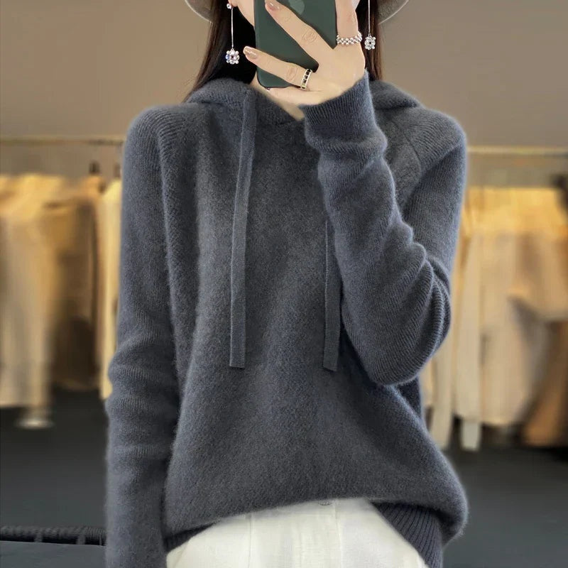 Carolina | Camisola de Malha com Capuz Mulher Lã Merino