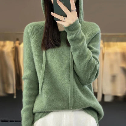 Carolina | Camisola de Malha com Capuz Mulher Lã Merino