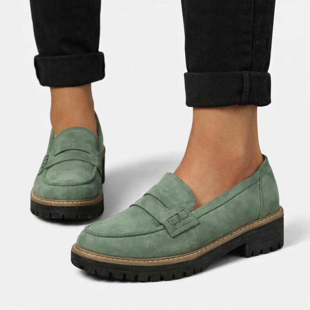 Carolina | Mocassins de Camurça Mulher Sola Grossa Slip-On
