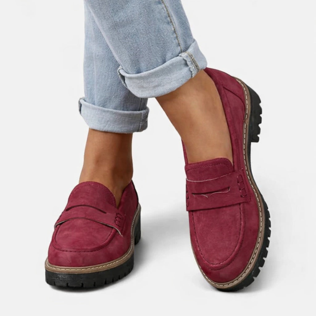 Carolina | Mocassins de Camurça Mulher Sola Grossa Slip-On