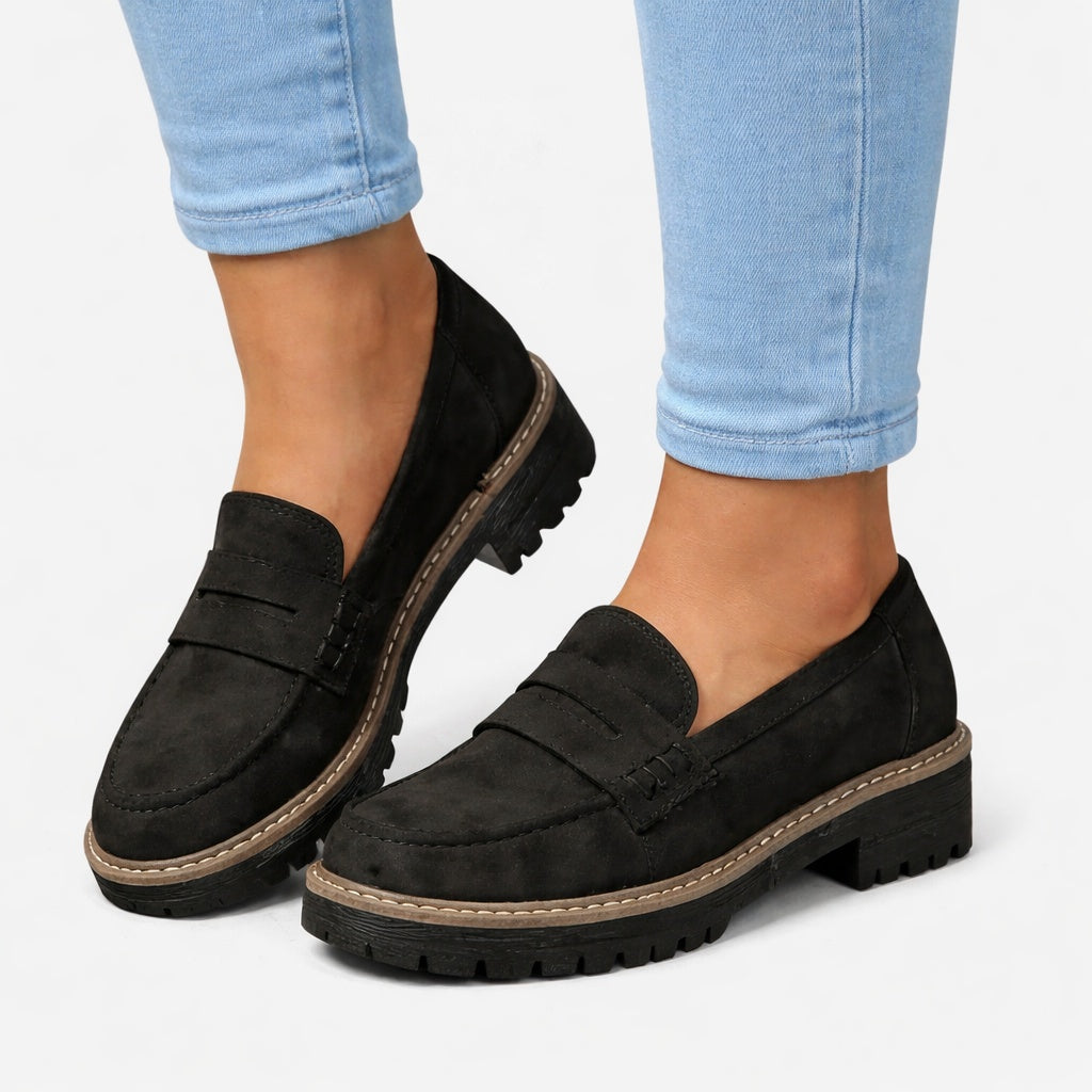 Carolina | Mocassins de Camurça Mulher Sola Grossa Slip-On