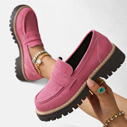 Carolina | Mocassins de Camurça Mulher Sola Grossa Slip-On