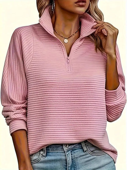 Cláudia | Camisola de Malha Mulher Gola Alta Fecho Quarter Zip