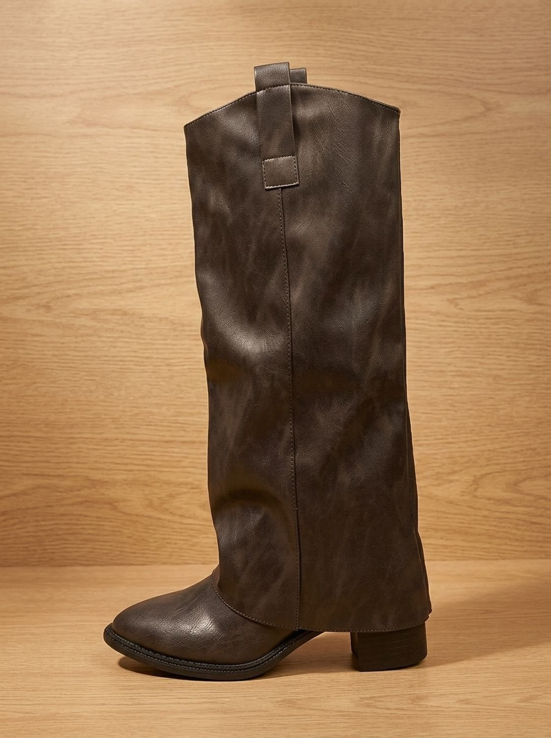 Rosalie | Women's Knee High Western Cowboy Boots Faux Leather Block Heel