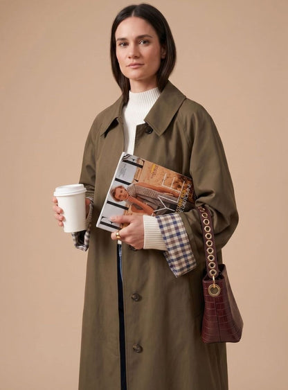 Cláudia | Trench Coat Comprido Mulher com Forro Xadrez