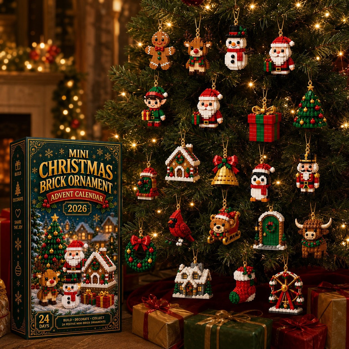 Clementine | Christmas Advent Calendar 24 Mini Brick Ornament Sets