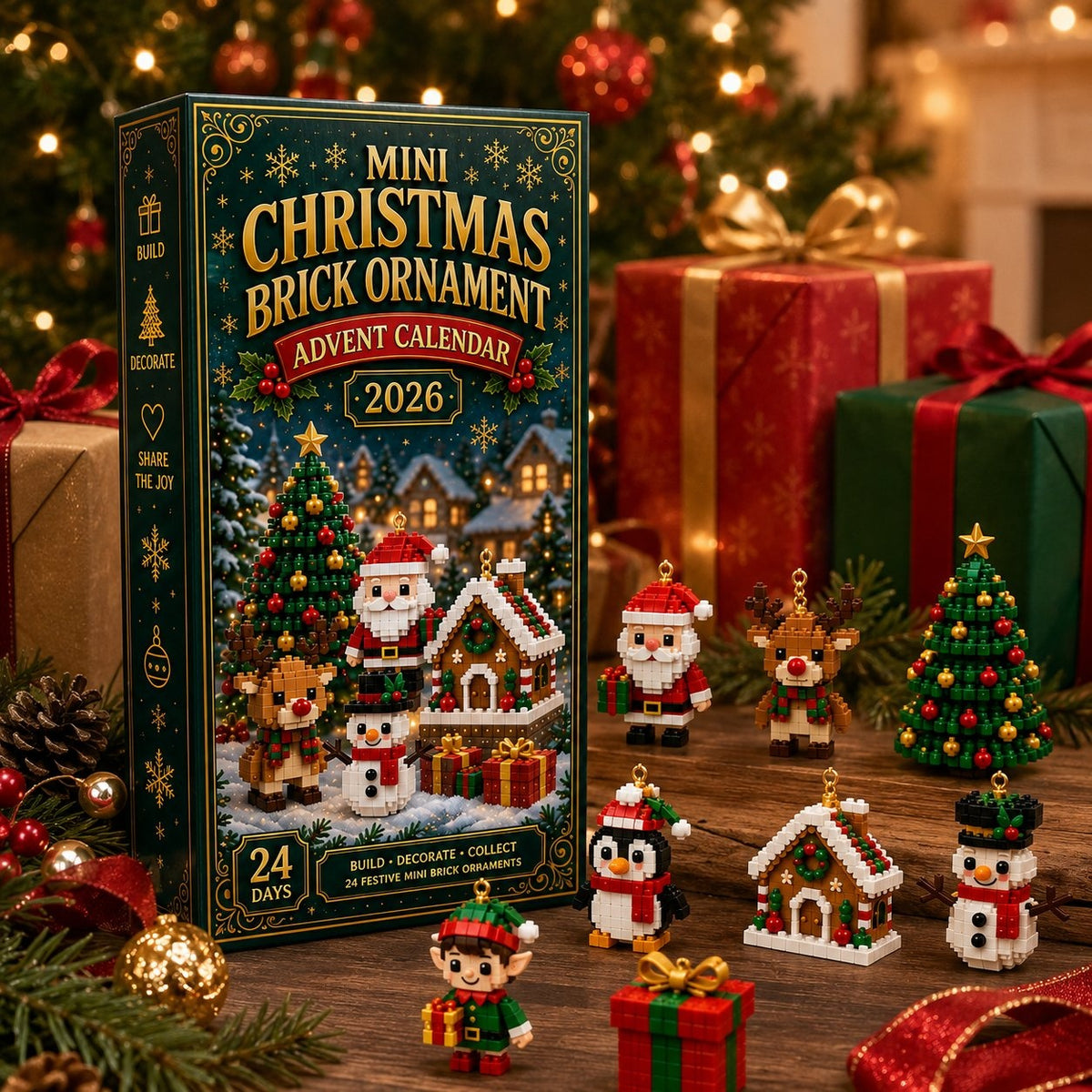 Clementine | Christmas Advent Calendar 24 Mini Brick Ornament Sets