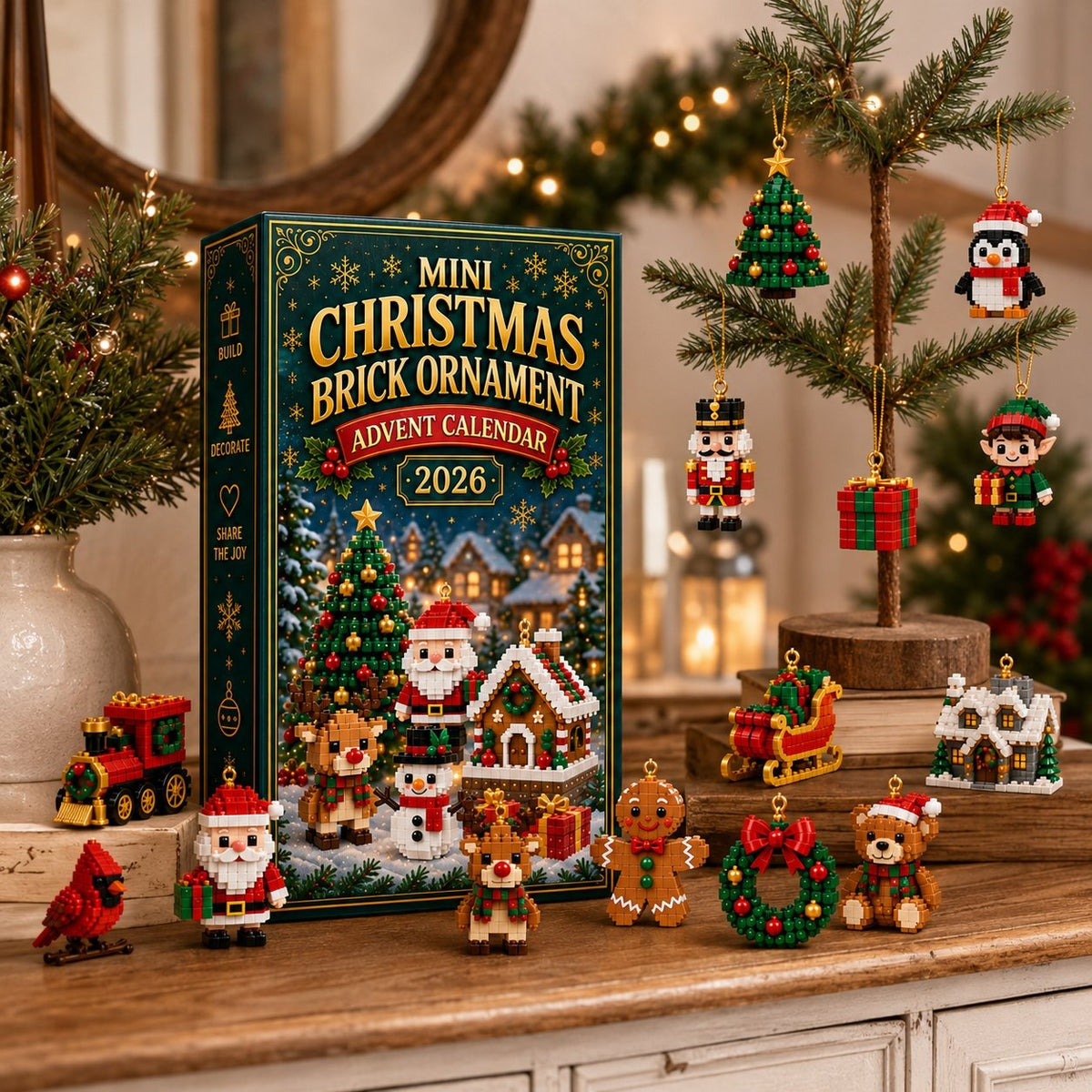 Clementine | Christmas Advent Calendar 24 Mini Brick Ornament Sets