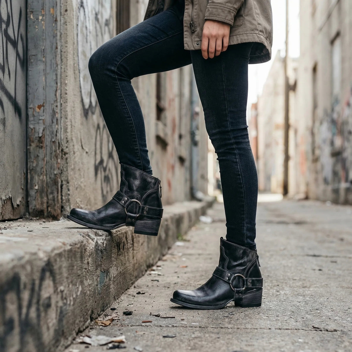 Constança | Botins Cowboy de Pele Mulher Fivela Metálica