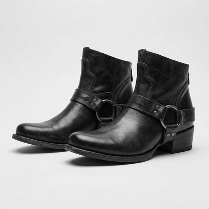 Constança | Botins Cowboy de Pele Mulher Fivela Metálica
