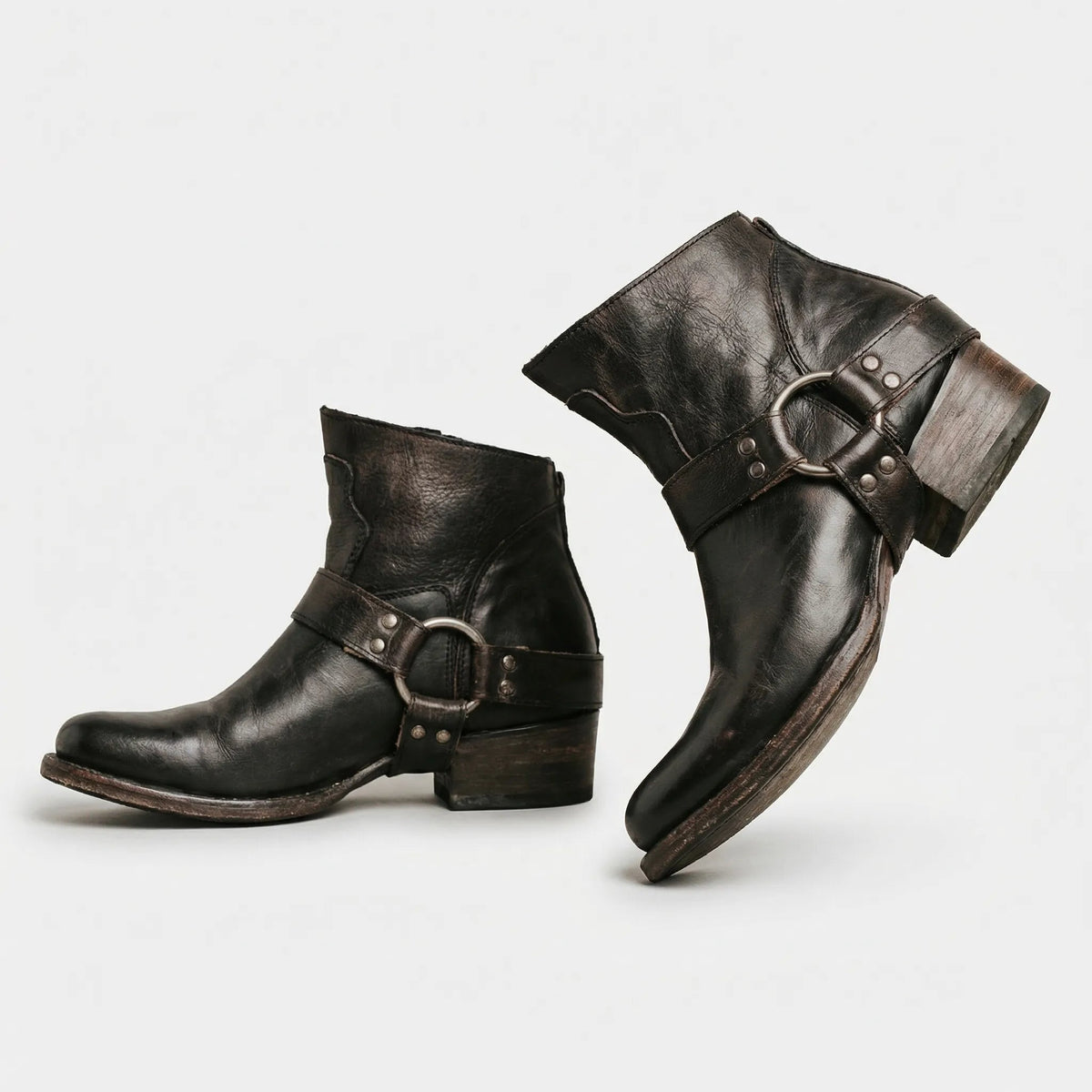 Constança | Botins Cowboy de Pele Mulher Fivela Metálica