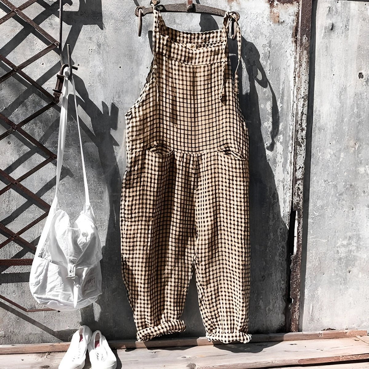 Constança | Jardineiras de Riscas Mulher Alças Ajustáveis Bolsos