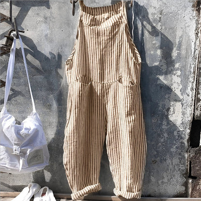 Constança | Jardineiras de Riscas Mulher Alças Ajustáveis Bolsos