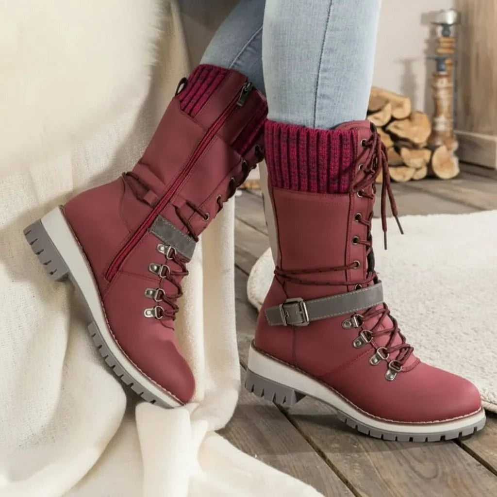 Cordelia | Women's Waterproof Winter Snow Boots with Knit Cuff