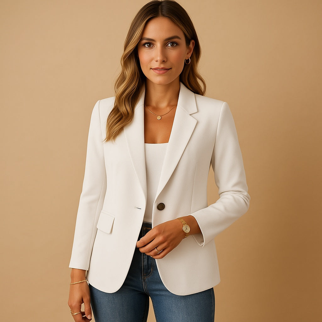 Cristina | Blazer Mulher Americana de Um Botão Lapela Bico