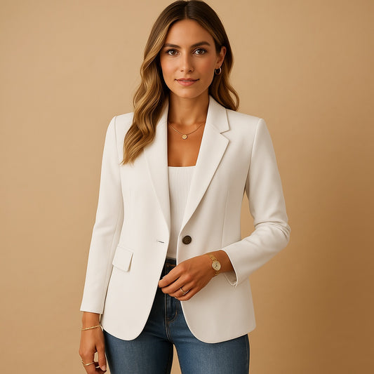 Cristina | Blazer Mulher Americana de Um Botão Lapela Bico