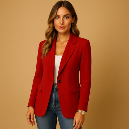 Cristina | Blazer Mulher Americana de Um Botão Lapela Bico