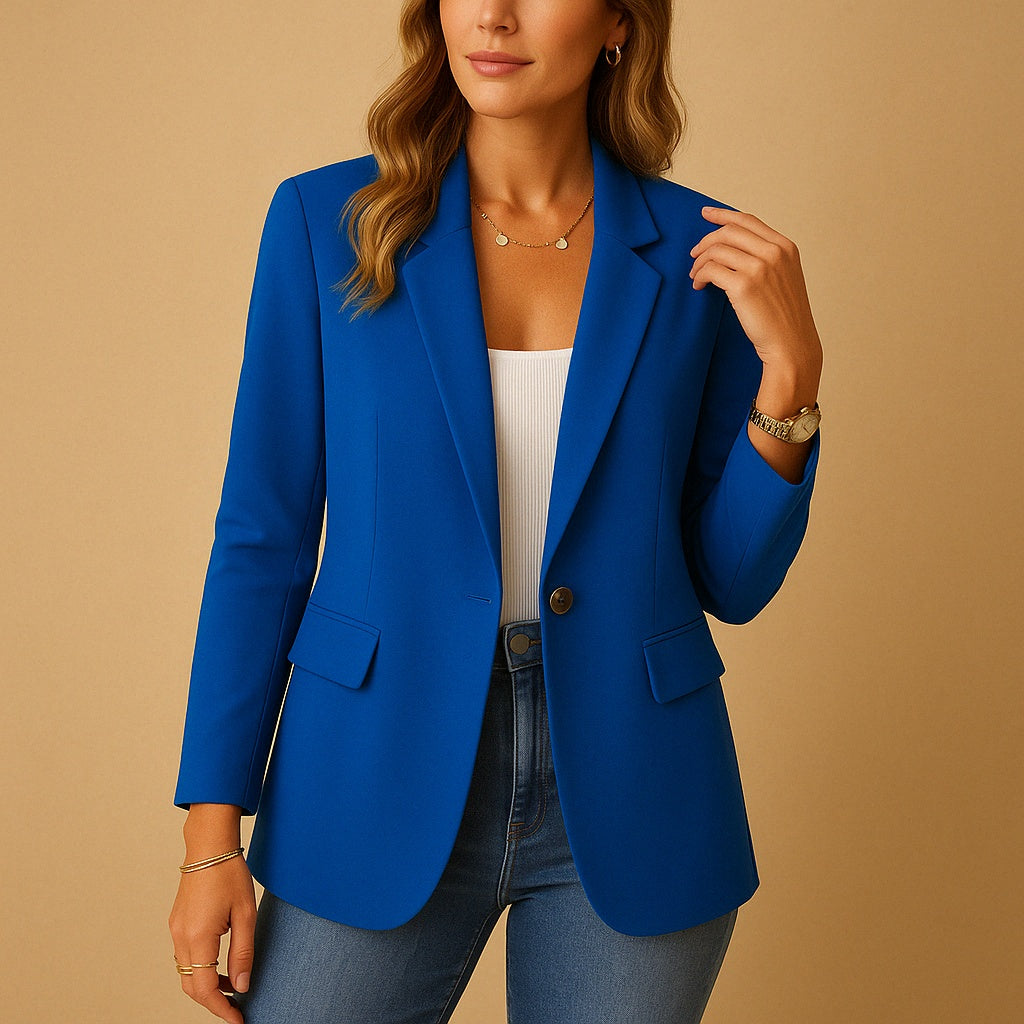 Cristina | Blazer Mulher Americana de Um Botão Lapela Bico