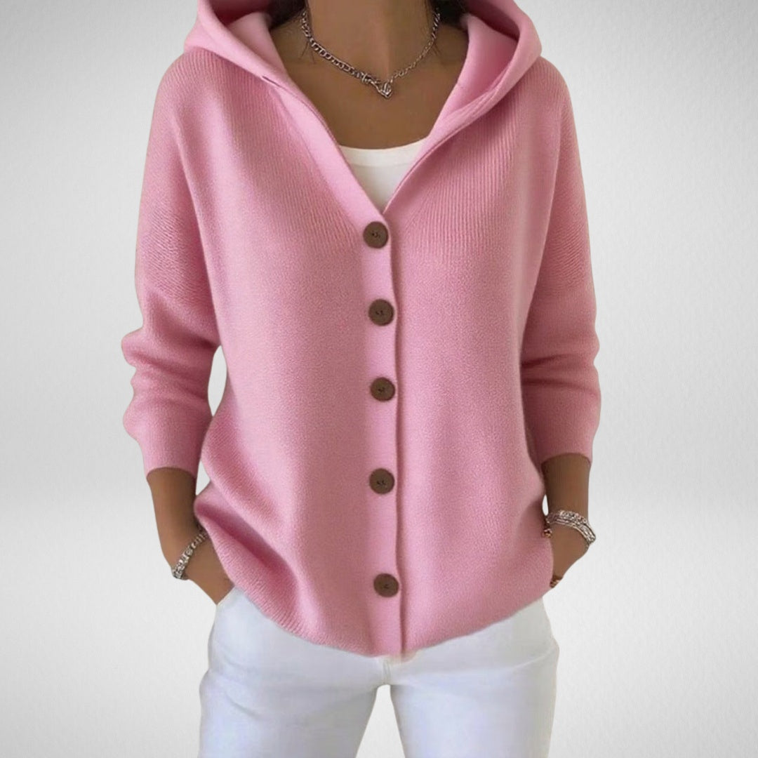 Cristina | Cardigan de Malha Mulher com Capuz Botões