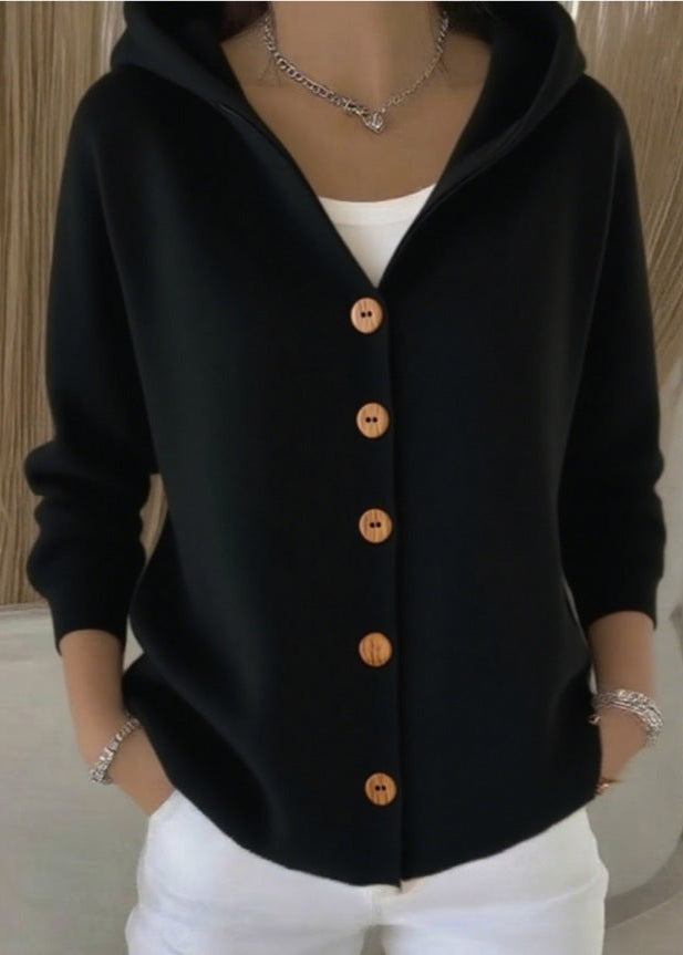 Cristina | Cardigan de Malha Mulher com Capuz Botões