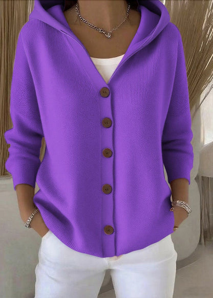 Cristina | Cardigan de Malha Mulher com Capuz Botões