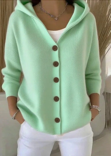 Cristina | Cardigan de Malha Mulher com Capuz Botões