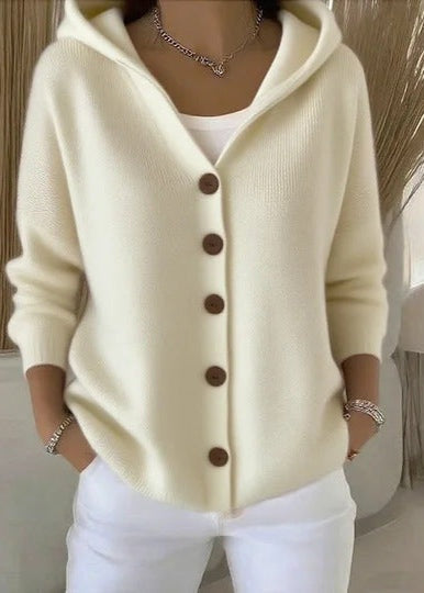 Cristina | Cardigan de Malha Mulher com Capuz Botões
