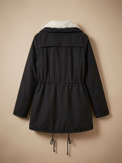 Cristina | Parka Acolchoada Mulher Gola de Pelo com Cordão