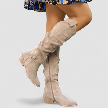 Daniela | Botas Cano Alto de Camurça Mulher Rasas