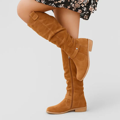 Daniela | Botas Cano Alto de Camurça Mulher Rasas
