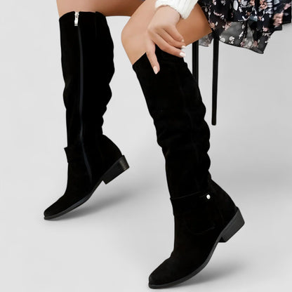 Daniela | Botas Cano Alto de Camurça Mulher Rasas
