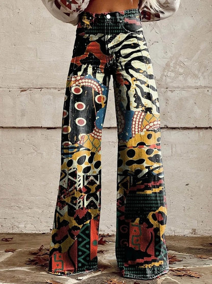 Daniela | Calças Wide Leg Estampado Floral Mulher Cintura Alta