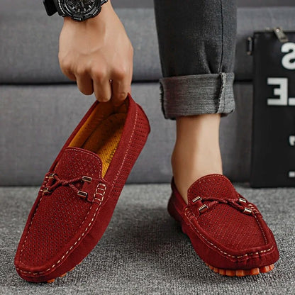 Dinis | Mocassins de Camurça Perfurada Homem Slip-On Detalhe Metálico