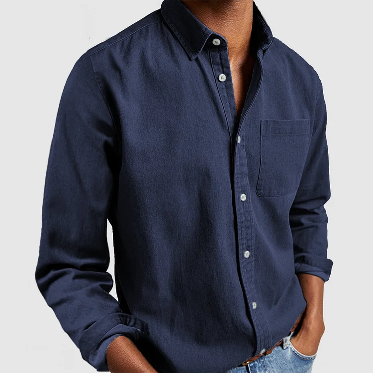 Diogo | Camisa de Ganga Homem Manga Comprida com Bolso