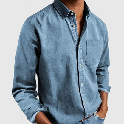 Diogo | Camisa de Ganga Homem Manga Comprida com Bolso