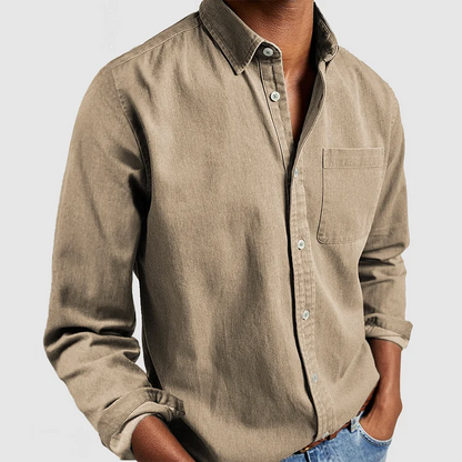 Diogo | Camisa de Ganga Homem Manga Comprida com Bolso