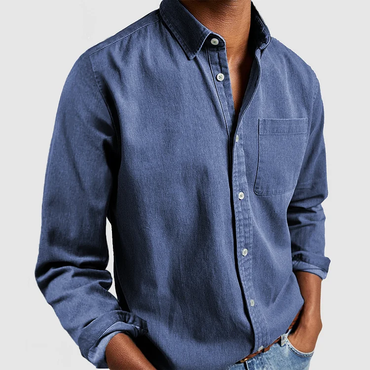 Diogo | Camisa de Ganga Homem Manga Comprida com Bolso