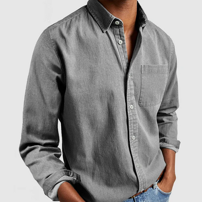 Diogo | Camisa de Ganga Homem Manga Comprida com Bolso