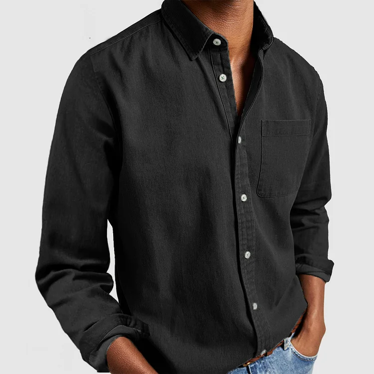 Diogo | Camisa de Ganga Homem Manga Comprida com Bolso