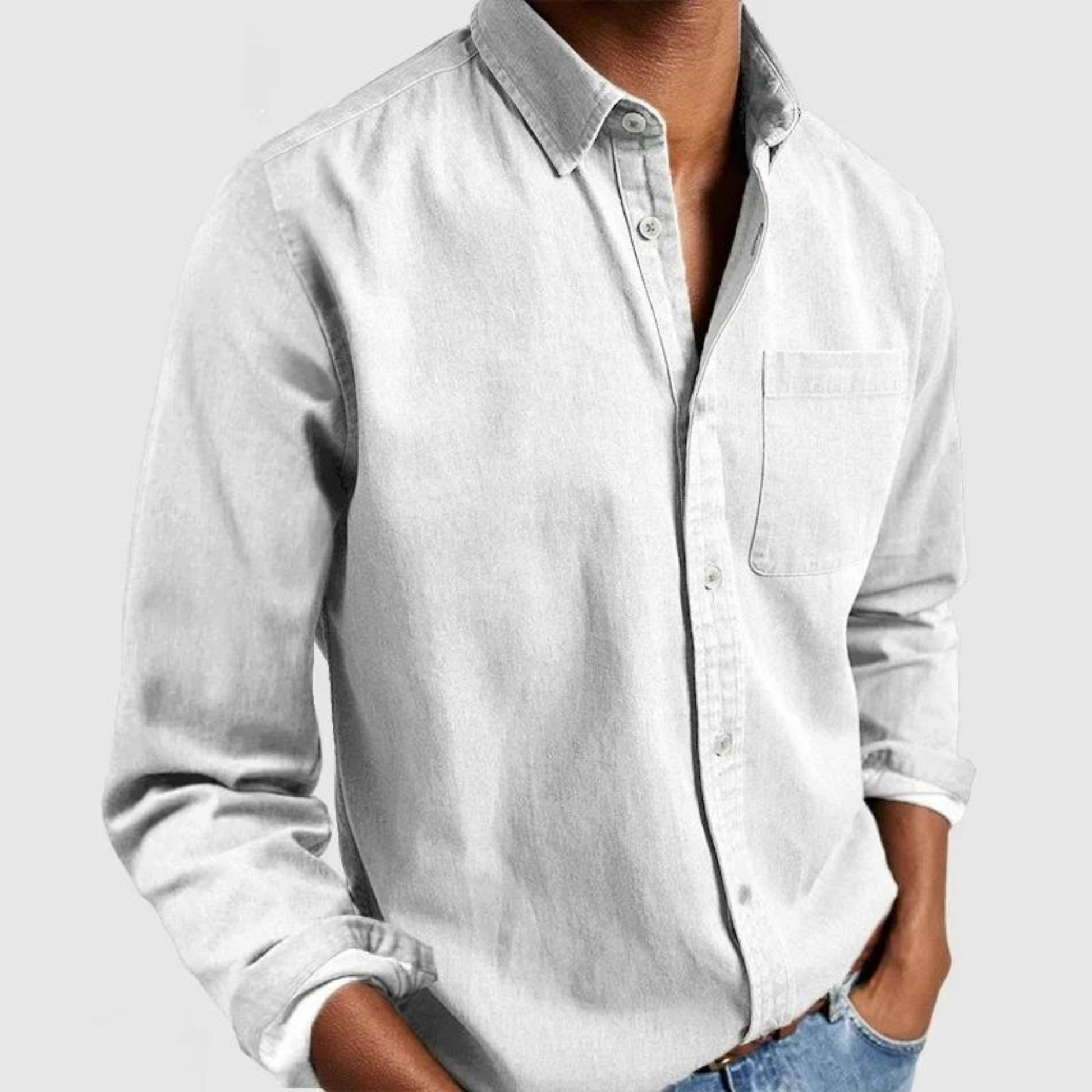 Diogo | Camisa de Ganga Homem Manga Comprida com Bolso
