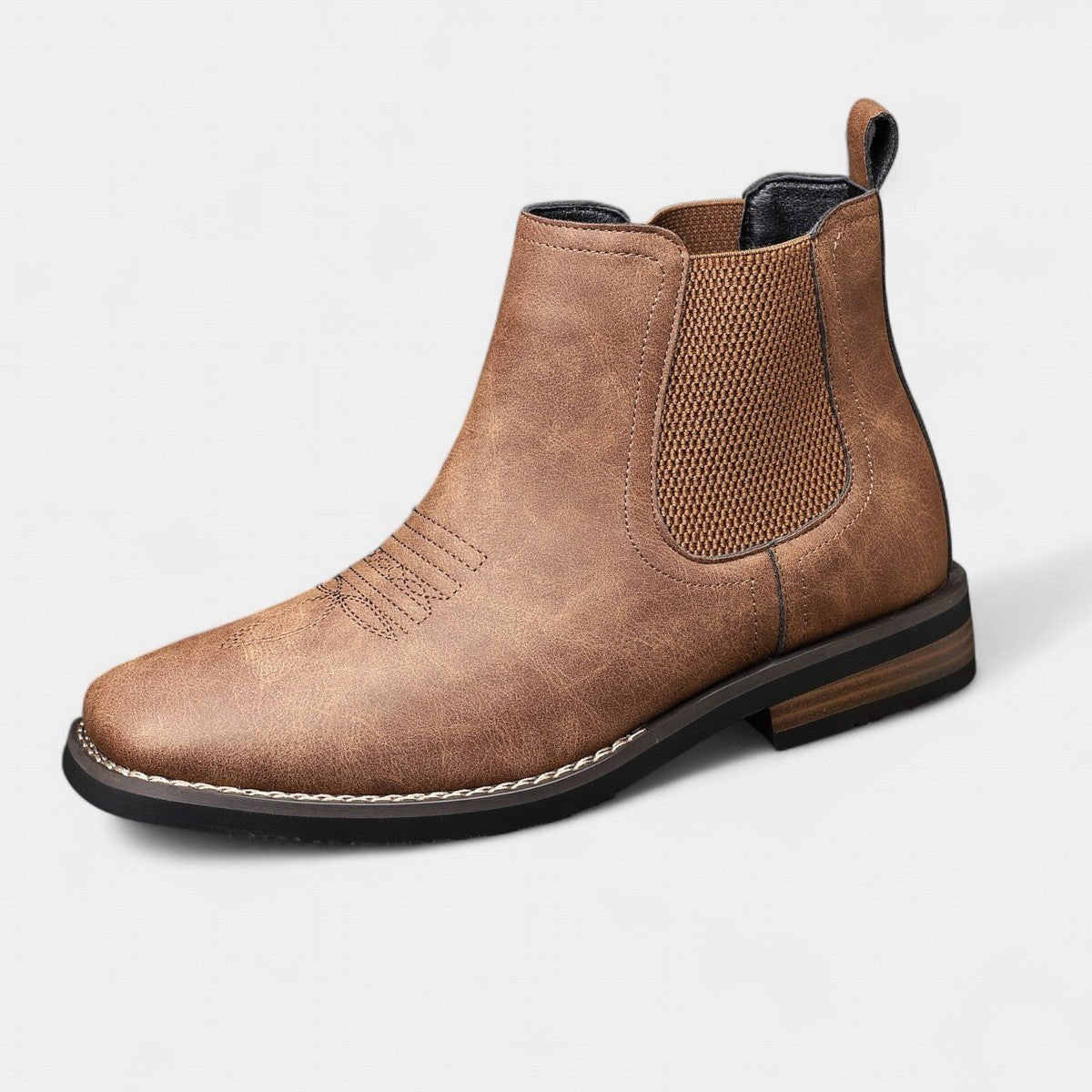 Milo | Men's Faux Leather Slip On Chelsea Boots Elastic Side
