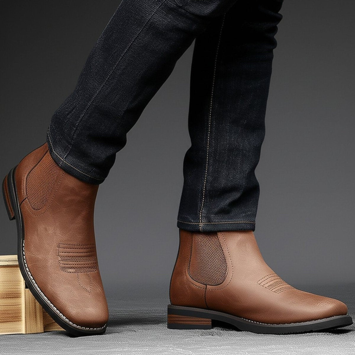 Milo | Men's Faux Leather Slip On Chelsea Boots Elastic Side