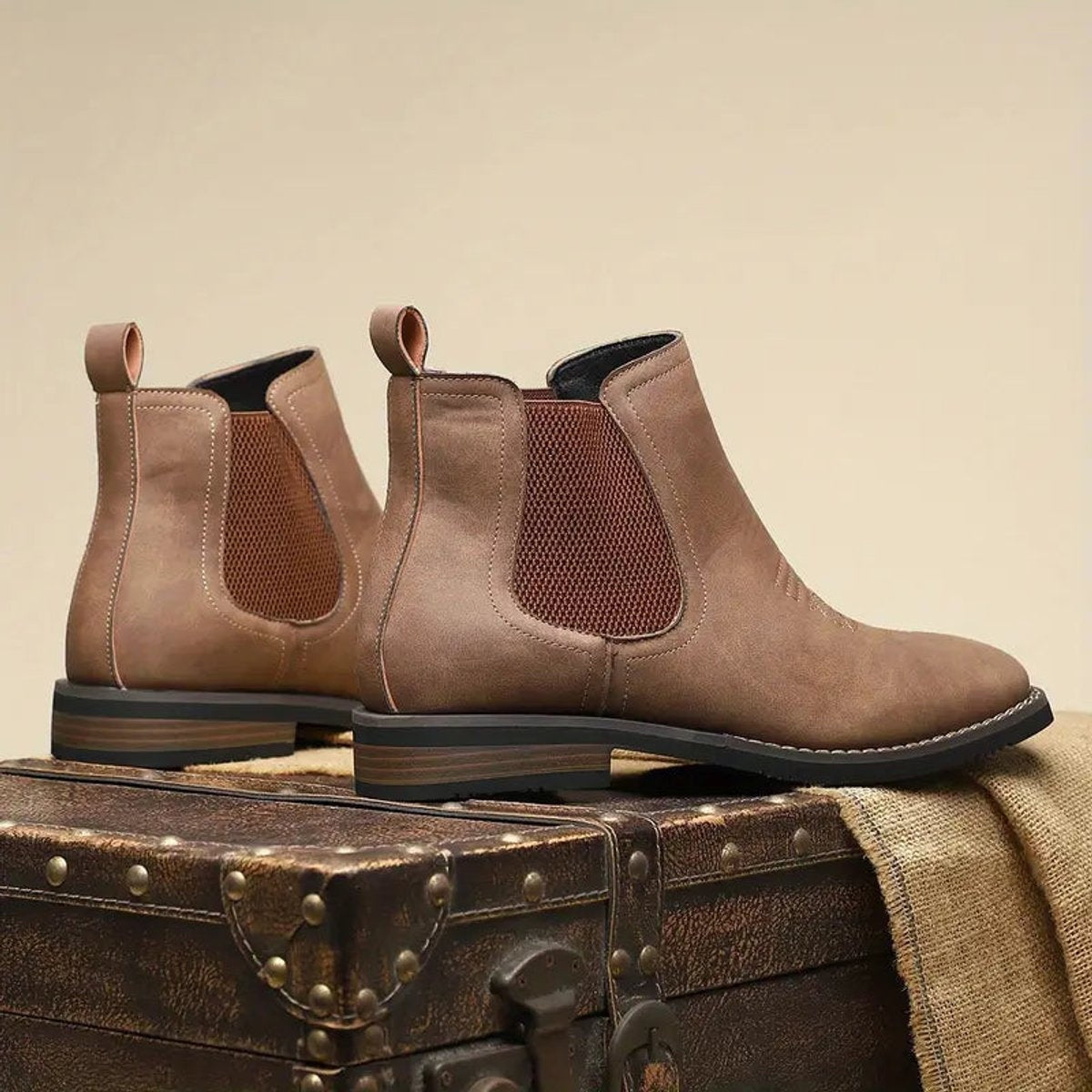 Milo | Men's Faux Leather Slip On Chelsea Boots Elastic Side