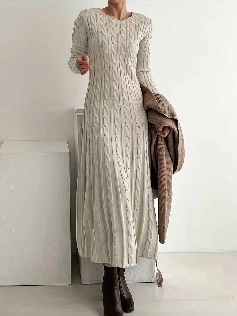Dorothea | Women's Winter Cable Knit Sweater Dress Long Sleeve