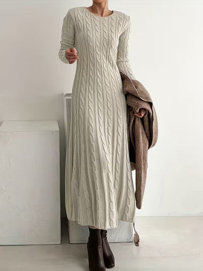 Dorothea | Women's Winter Cable Knit Sweater Dress Long Sleeve